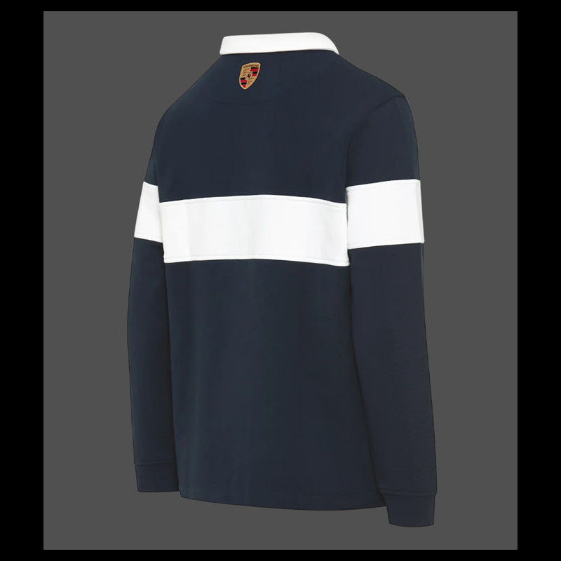 Porsche Polo Shirt long-sleeved Retro Collection Navy Blue / White ...
