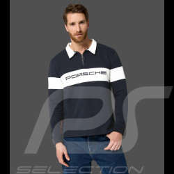 Porsche Polo-Shirt mit langen Ärmeln Marineblau / Weiß WAP813TFWR - unisex