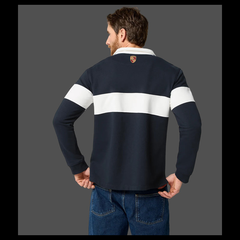 Porsche Polo Shirt long-sleeved Retro Collection Navy Blue / White ...