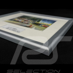 Porsche Rahmen 911 RSR Type 991 n° 76 Sieger 24h Le Mans 2007 Grauer Holzrahmen mit Skizze 25 x 30 cm - Uli Ehret