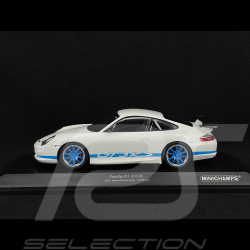 Porsche 911 GT3 RS Type 996 2002 Blanc / Bandes Bleues 1/18 Minichamps 155062021