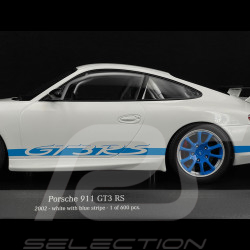 Porsche 911 GT3 RS Typ 996 2002 Weiß / Blaue Streifen 1/18 Minichamps 155062021