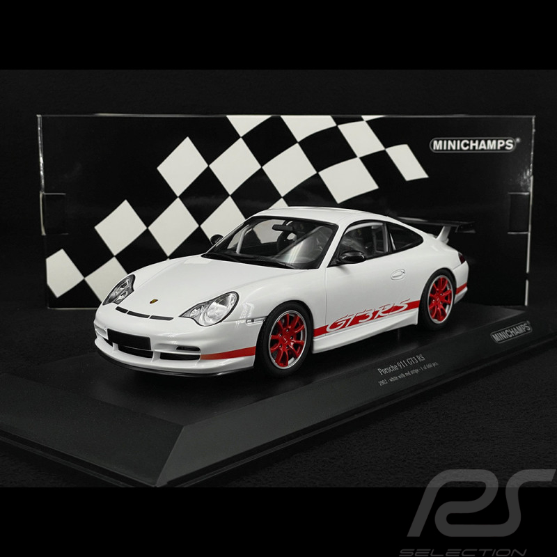 Porsche 911 GT3 RS Type 996 2002 White / Red Stripes 1/18 Minichamps 155062020