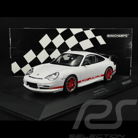 Porsche 911 GT3 RS Typ 996 2002 Weiß / Rote Streifen 1/18 Minichamps 155062020
