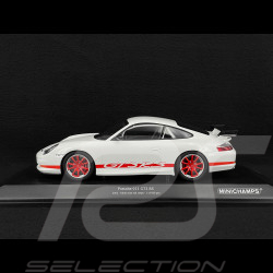 Porsche 911 GT3 RS Type 996 2002 Blanc / Bandes Rouges 1/18 Minichamps 155062020