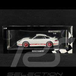 Porsche 911 GT3 RS Typ 996 2002 Weiß / Rote Streifen 1/18 Minichamps 155062020