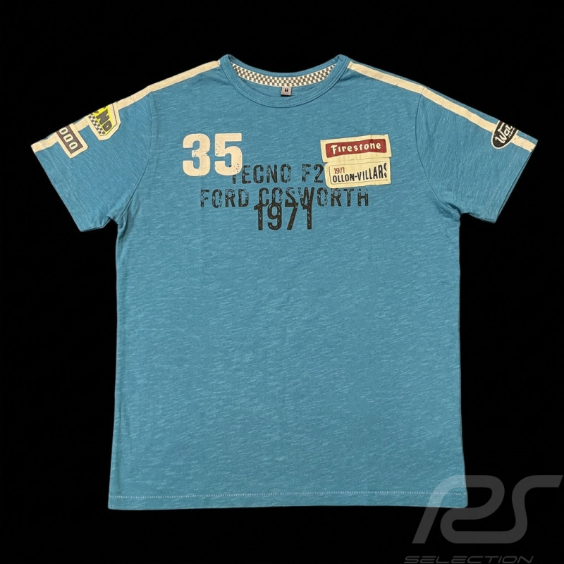 T-Shirt François Cevert n° 35 Ollons-Villars 1971 Bleu - Homme
