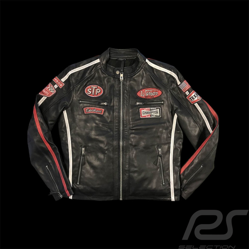 Daytona Lederjacke Schwarz / Rot - Herren