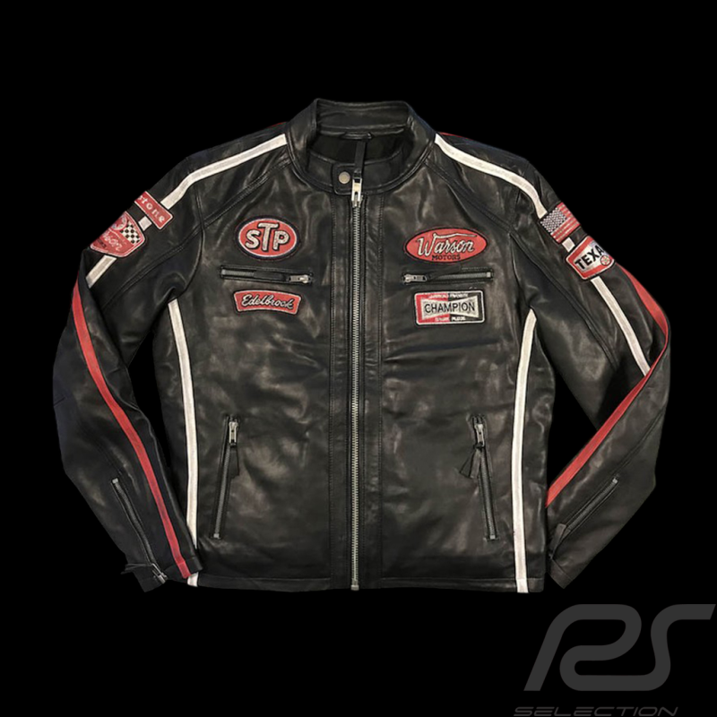 Daytona Lederjacke Schwarz / Rot - Herren