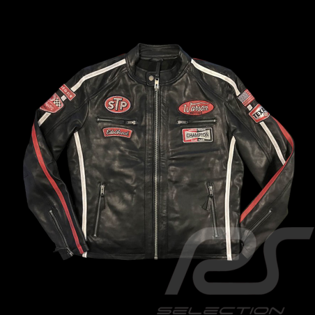 Daytona Lederjacke Schwarz / Rot - Herren