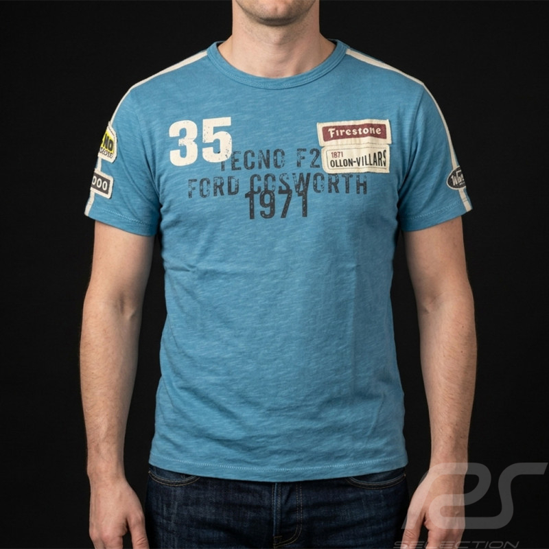T-Shirt François Cevert n° 35 Ollons-Villars 1971 Bleu - Homme