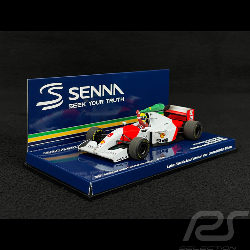 Ayrton Senna McLaren MP4/8 n° 8 Sieger GP Australien 1993 F1 Schmutzige Version mit Flagge 1/43 Minichamps 540933308