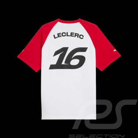 Ferrari T-shirt F1 Team n° 16 Charles Leclerc Puma White / Red 701238487-001 - unisex