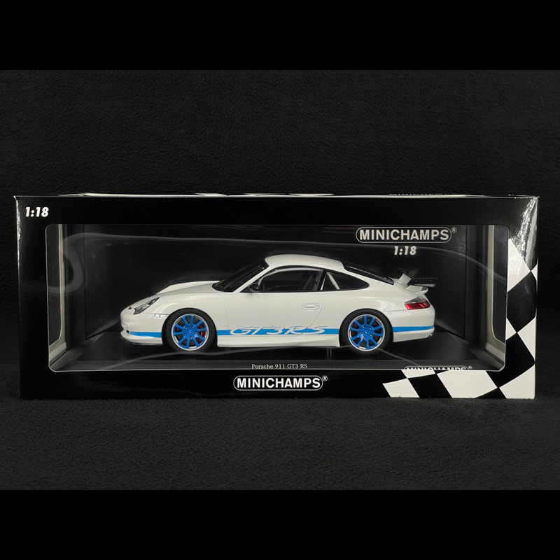 Porsche 911 GT3 RS Type 996 2002 White / Blue Stripes 1/18