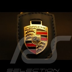 Porte-clé écusson Porsche cuir bleu