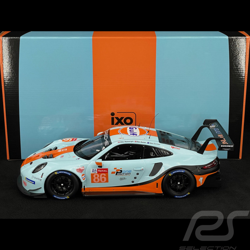 Porsche 911 RSR Typ 991 n° 86 24h Le Mans 2018 Gulf Racing 1/12 Ixo LEGT12008