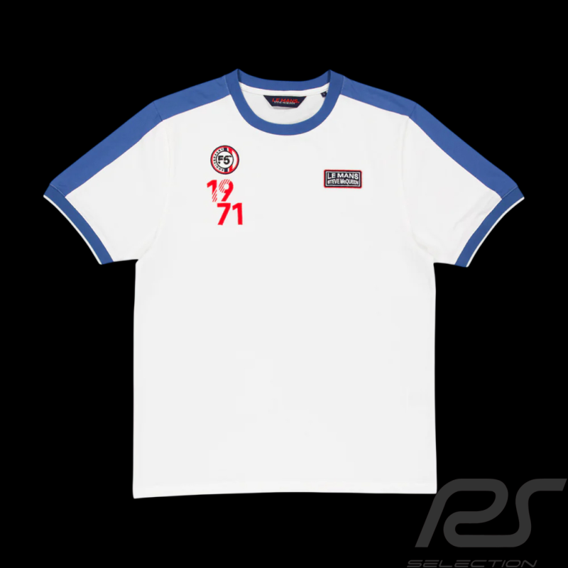 Steve McQueen T-Shirt Le Mans 1971 Weiß / Blau SQ261TSM02-002 - Herren