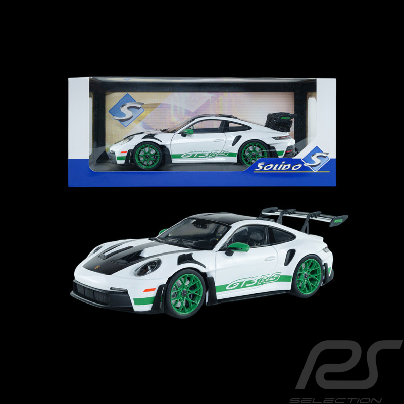 Porsche 911 GT3 RS Type 992 2024 Weissach Package White / Green Stripes 1/18 Solido S1812107