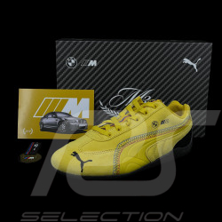 BMW Schuhe M3 Speedcat + Schlüsselanhänger + Sammlerbox Puma Leder / Carbon-Optik Phönixgelbe 309309-02 - unisex