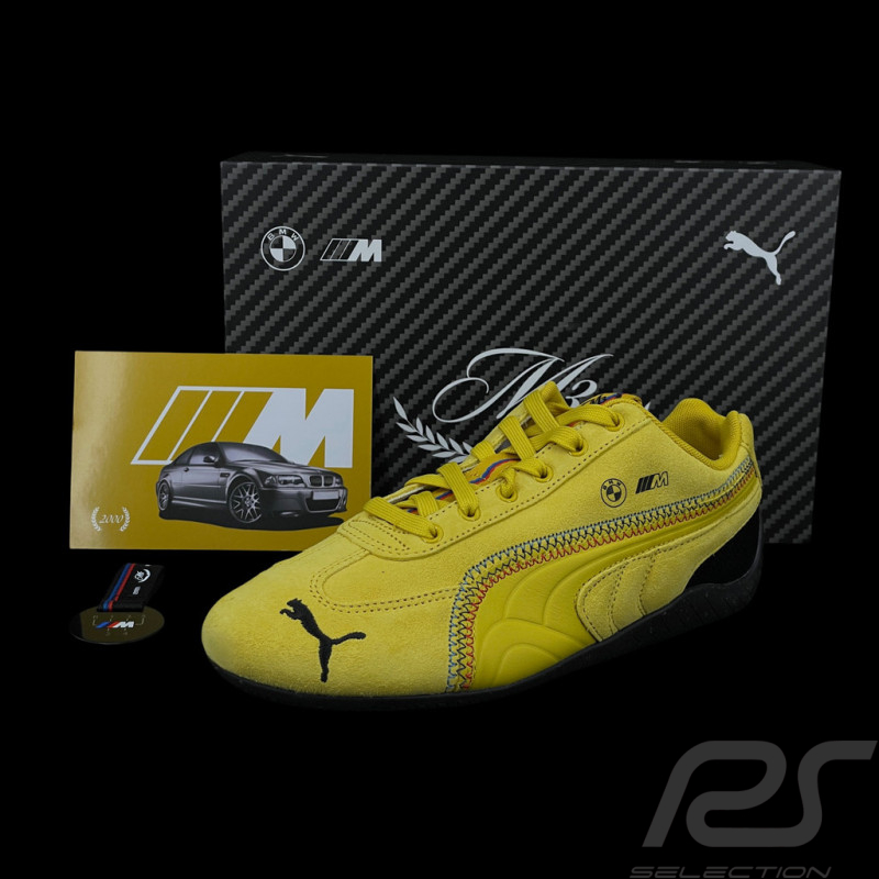 Chaussure BMW M3 Speedcat + Porte-clés + Boîte Collector Puma Cuir / Effet Carbone Jaune Phoenix 309309-02 - mixte
