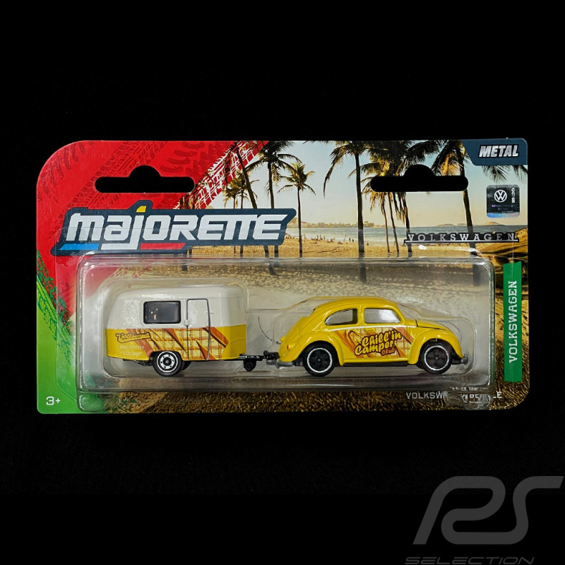 Volkswagen Käfer mit Eriba Puck Wohnwagen Gelb / Weiß 1/64 Majorette 8504102000