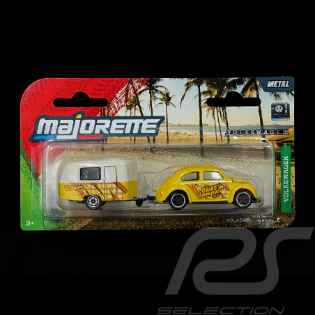 Volkswagen Käfer mit Eriba Puck Wohnwagen Gelb / Weiß 1/64 Majorette 8504102000