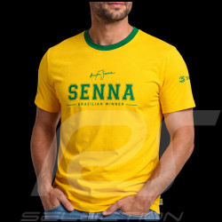 T-shirt Ayrton Senna F1 Vainqueur Brésil Jaune / Vert ASLE01016-YLW - mixte