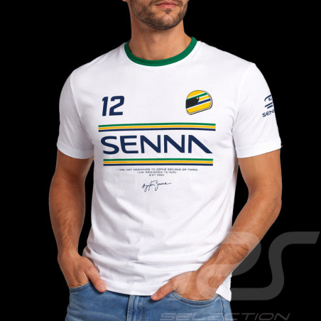 Ayrton Senna T-Shirt F1 n° 12 Weiß ASLE01015-WHT - unisex
