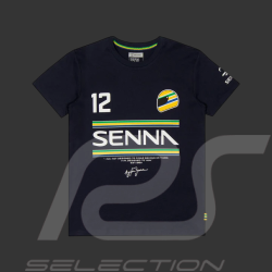 T-shirt Ayrton Senna F1 n° 12 Bleu Marine ASLE01015-NVY - mixte