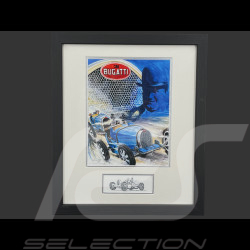 Cadre Bugatti T35 1924 - Ettore Bugatti Cadre en Bois Noir avec esquisse 25 x 30 cm - Uli Ehret