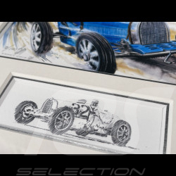 Bugatti Frame T35 1924 - Ettore Bugatti Black Wooden Frame with Sketch 25 x 30 cm - Uli Ehret