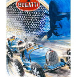 Cadre Bugatti T35 1924 - Ettore Bugatti Cadre en Bois Noir avec esquisse 25 x 30 cm - Uli Ehret