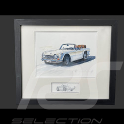 Triumph Rahmen TR4 1961 Schwarzer Holzrahmen mit Skizze 25 x 30 cm - Uli Ehret