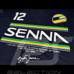 T-shirt Ayrton Senna F1 n° 12 Bleu Marine ASLE01015-NVY - mixte