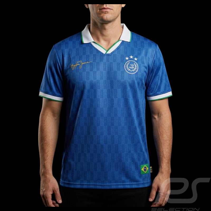 Ayrton Senna T-Shirt F1 Dreifacher Weltmeister Blau ASLE06001-BLU - unisex