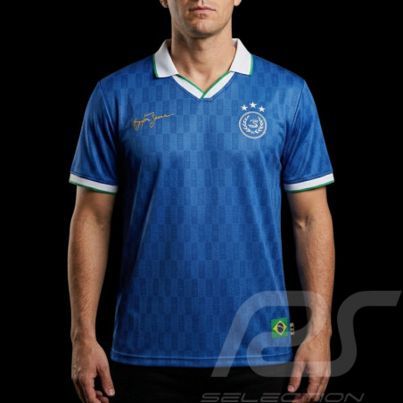 Ayrton Senna T-shirt F1 Three-time World Champion Blue ASLE06001-BLU - unisex