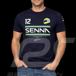 Ayrton Senna T-Shirt F1 n° 12 Marineblau ASLE01015-NVY - unisex