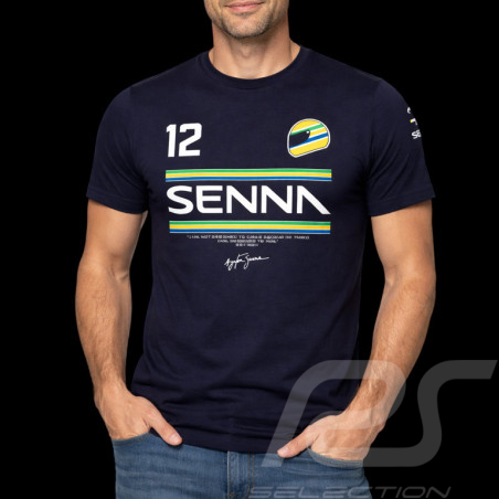 Ayrton Senna T-Shirt F1 n° 12 Marineblau ASLE01015-NVY - unisex