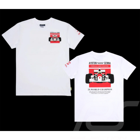 Ayrton Senna T-Shirt F1 Weltmeister Weiß ASRC01004-WHT - unisex