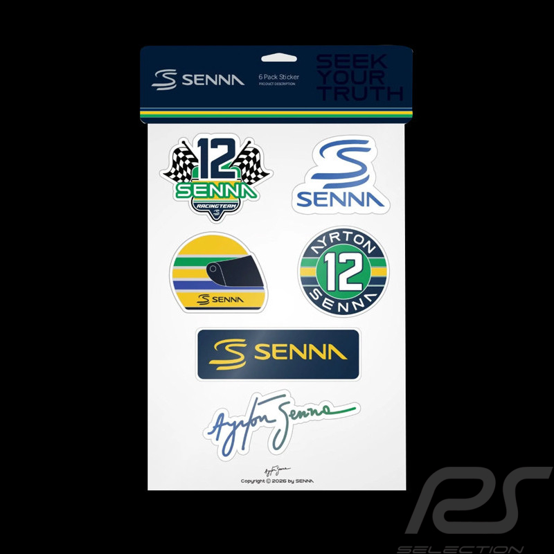 Set of 6 Ayrton Senna stickers ASLE11913-NVY