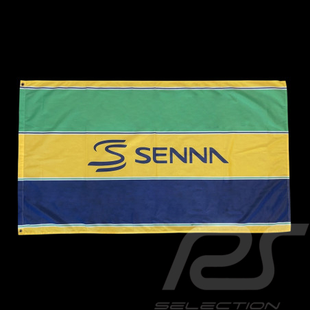 Drapeau Ayrton Senna F1 Jaune / Vert / Bleu ASLE11912-NVY