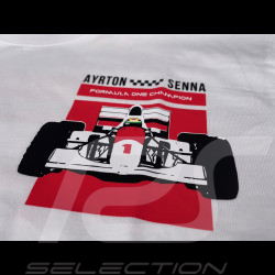 T-shirt Ayrton Senna F1 Champion du Monde Blanc ASRC01004-WHT - mixte