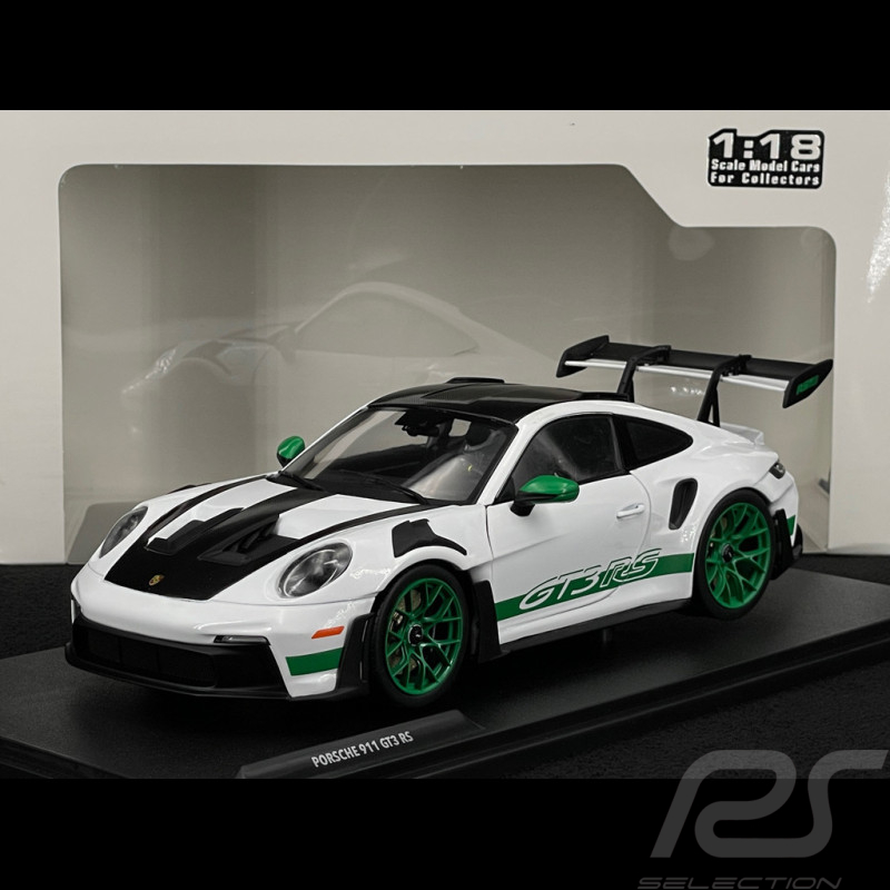 Porsche 911 GT3 RS Typ 992 2024 Tribute To 1972 Carrera RS Weissach Package Weiß / Grüne Streifen 1/18 Solido S1812107