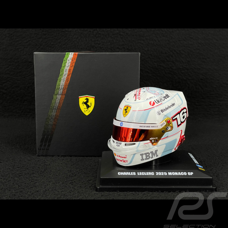 Casque Ferrari Charles Leclerc n° 16 2ème GP Monaco 2025 1/5 LookSmart LSHEL013