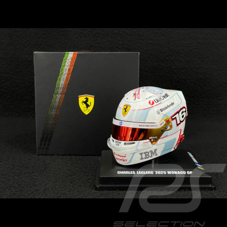 Casque Ferrari Charles Leclerc n° 16 2ème GP Monaco 2025 1/5 LookSmart LSHEL013