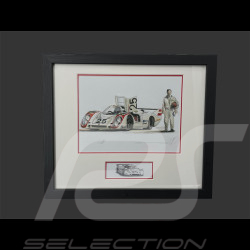 Porsche 911 Rahmen type 917 LH n°25 1969 Schwarzer Holzrahmen mit Skizze 25 x 30 cm - Uli Ehret