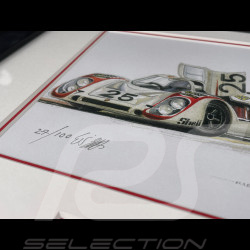 Porsche 911 Frame type 917 LH n°25 1969 Black Wooden Frame with Sketch 25 x 30 cm - Uli Ehret