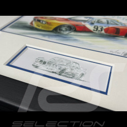 BMW Frame 3.0 CSL "Calder" n°93 1975 Black Wooden Frame with Sketch 25 x 30 cm - Uli Ehret