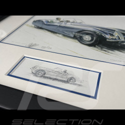 Jaguar Frame XK 120 Roadster 1948 Black Wooden Frame with Sketch 25 x 30 cm - Uli Ehret
