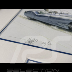 Jaguar Rahmen XK 120 Roadster 1948 Schwarzer Holzrahmen mit Skizze 25 x 30 cm - Uli Ehret